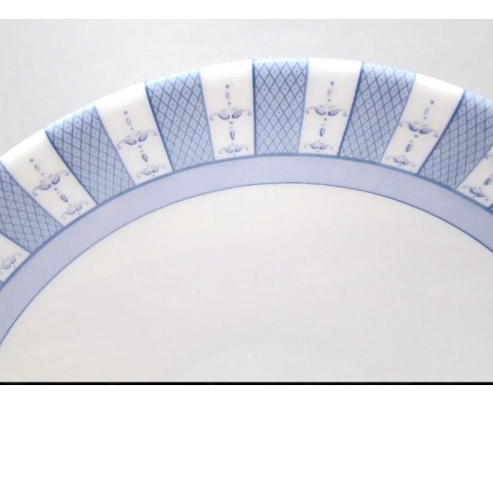 3 Martha Stewart Cereal Bowls Everyday Blue White Garden Trellis France Glass
